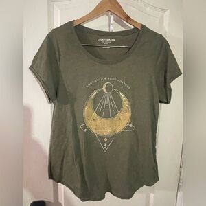 Lucky Brand Olive Tee with Gold Design